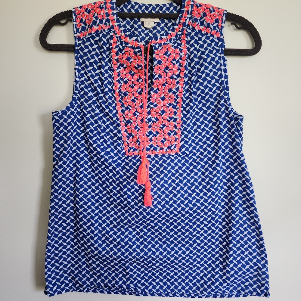 J. Crew tank top, size 00 petite, Blue, pink